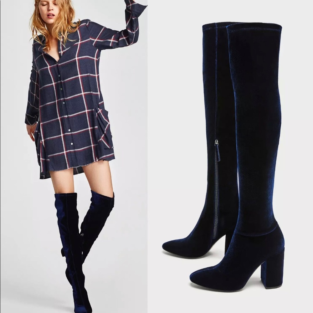 NWOT Zara Over the knee suede boots Sz 9